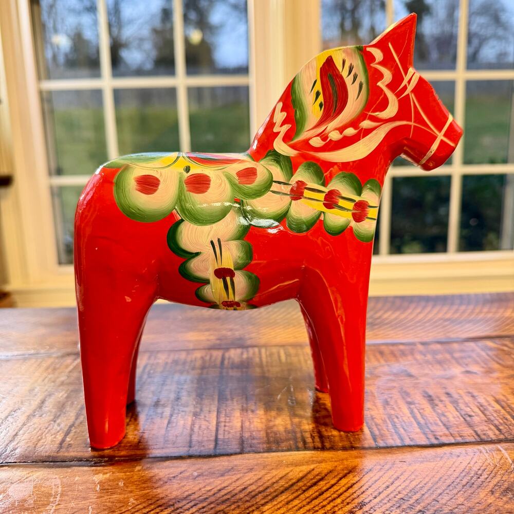 Nils Olsson Dala Horse Orange Red 8 inch tall - Picture 4 of 7